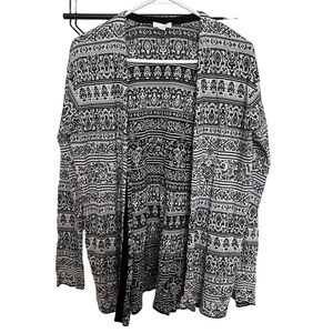 J. Jill Sweater Open Front Cardigan‎ Geometric Black White Small S